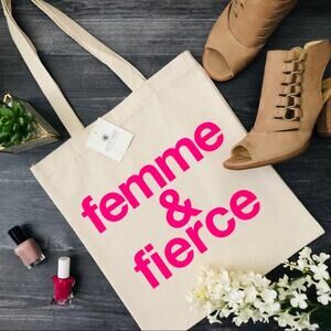 Dogeared Femme & Fierce lil tote bag 12.5” x 14”